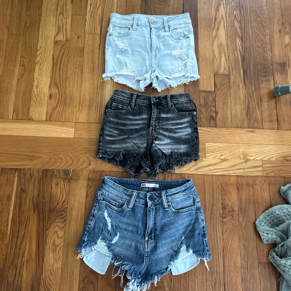 American Eagle Outfitters Women's Jean Shorts - Light Blue, Black, Dark Blue